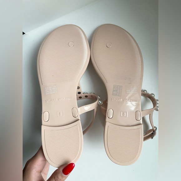 Stuart Weitzman Goldie Embellished Jelly Thong Sandals - size 9 - Picture 4 of 5
